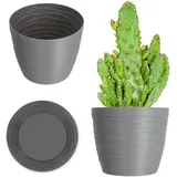 KADAX Blumentopf aus Kunststoff, Pflanztopf, runder Topf 19 cm, grau)