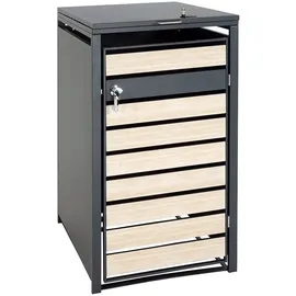 Mendler Mülltonnenverkleidung HWC-J81 68 x 117 cm braun