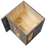 FinnTherm Saunahaus Siena Small Gartensauna 2 Sitzbänke aus Holz, Sauna mit 72 mm Wandstärke, Außensauna mit Montagematerial
