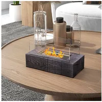 HOMCOM Echtfeuer-Dekokamin 1000BTU Tischfeuer, 0,15L Bio-Ethanol Kamin (Ethanol Kamin, Tischkamin), mit Bioethanol Brenner, Edelstahl, Grau grau 0.15 l | 33 cm x 33 cm x 18 cm