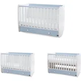 Lorelli Babybett Dream 60 x 120 cm umbaubar Schreibtisch Kinderbett Schaukelbett weiß blau