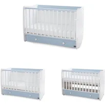 Lorelli Babybett Dream 60 x 120 cm umbaubar Schreibtisch Kinderbett Schaukelbett weiß blau