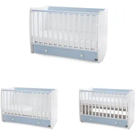 Lorelli Babybett Dream 60 x 120 cm umbaubar Schreibtisch Kinderbett Schaukelbett weiß blau