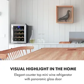 Klarstein Reserva 12 Uno Weinkühlschrank 12 Flaschen 31 Liter Edelstahl