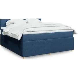 vidaXL Boxspringbett mit Matratze Blau 180x200 cm Stoff