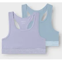 NAME IT Nkfshort TOP 2P Noos, Purple heather Numeric_158 (2er Pack) - numeric_158