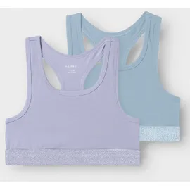 NAME IT Nkfshort TOP 2P Noos, Purple heather Numeric_158 (2er Pack) - numeric_158