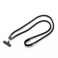 Nivofu Handyband zum Umhängen Universal, 1.6M Verstellbare Handykette mit Patch, 7mm Dicke Kordel als Handy Halterung für Outdoor & Reise, Kompatibel mit Allen Smartphones - Schwarz - 1,60 m