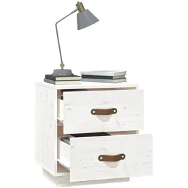 vidaXL Nachttisch Weiß 40x34x45 cm Massivholz Kiefer