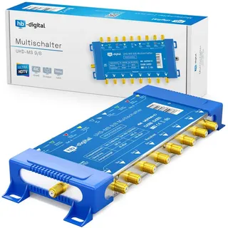 HB-DIGITAL SAT-Multischalter Multischalter SAT UHD-MS 9/8 bis zu 8 Teilnehmer Multiswitch, Der Multischalter 9/8 arbeitet ausschließlich mit Quattro LNB ́s