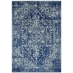 Kadima Design Persischer Teppich Antik-Optik | 200x290cm, Florhöhe 9mm, Gesamthöhe 12mm | Dunkelblau | Langlebig | Großer Wohnraum | LODI-Lambro