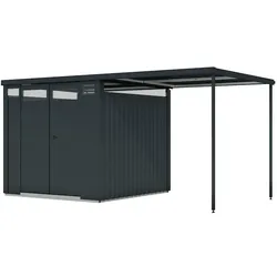 Karibu Metallgerätehaus Østen 2 + B 225 cm Anbaudach anthrazit Doppeltür B 220 x T 220 cm inkl. gratis Metallbox im Wert von 349,99 €