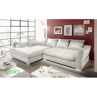 Big Sofa Kunstleder Leder Ecksofa Weiß LINKS Bigsofa verschiedene Farben - Weiß