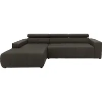DOMO collection Ecksofa »Brandon Sitzbelastung 140 kg, große Ausführung, B/T/H: 289/177/80 cm«, mit Kopfteilverstellung, wahlweise Sitztiefenverstellung, L-Form braun