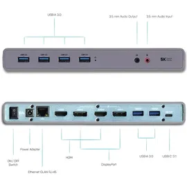 iTEC i-tec USB-C/A 4K Dual Display Docking Station HDMI/DP/6xUSB/Audio