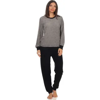 normann Damen Frottee Pyjama Schlafanzug mit Bündchen in eleganter Streifenoptik - 291 201 13 781 ; 44