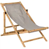 Gardenson Strandstuhl, Grau, Holz, Textil, Bambus, Rattan, 73x79x73 cm, Gartenmöbel, Gartenstühle, Liegestühle