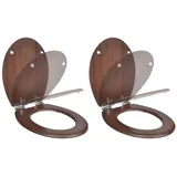Xichuzi Toilettensitze 2 STK. Deckel mit Absenkautomatik, Klodeckel, Toilettendeckel, Wc Sitz, Klobrille, Wc Deckel, Toilettenbrille, MDF Braun