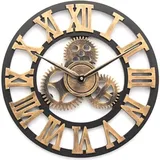 Pendeluhr, 40 Cm, 3d-antik-quarz-wanduhr Mit Holzzahnrad, Wanduhr Im Industriestil Mit Römischen Ziffern, Luxuriöse Handarbeit
