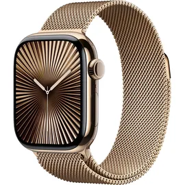 Apple Watch Series 10 GPS + Cellular 42 mm Titangehäuse gold Milanaise Armband gold