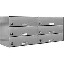 AL Briefkastensysteme 6 Fächer Premium Edelstahl Durchwurf Briefkasten Anlage für Post Post A4, modern, robust, wetterfest, Artikelnummer: 132V6DZ2