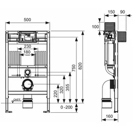TECE TECEprofil WC-Modul mit Uni-Spülkasten Bauhöhe 820mm, 9300301