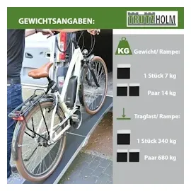 Baumarktplus TRUTZHOLM 2 x Auffahrrampe klappbar 228 cm 680 kg Traglast Alu Anti Rutsch