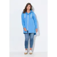 laurasøn Sweatjacke, lang geschnitten, Kapuze, Taillen-Tunnelzug hinten, Langarm himmelblau 48+ 836591726-48+ - 48-50