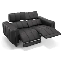 Sofanella 2-Sitzer Leder VENETO, Relaxsofa, Designsofa, Designer Couch, Italienisches Sofa, 2er Sofa schwarz