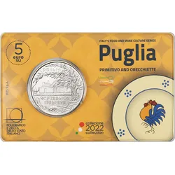 Italien 2022: 5 Euro-Gedenkmünze "Weinkultur - Puglia" - farbveredelt