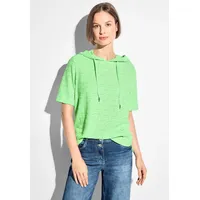 Cecil Kapuzenshirt CECIL Gr. XS (36), grün (matcha lime) Damen Shirts Jersey mit Burn-Out Jacquard auf der Vorderseite