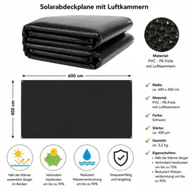 MuCoLa Pool-Abdeckplane Solarfolie schwarz 600 x 400 cm