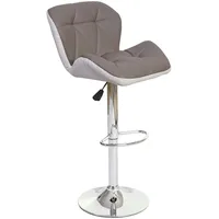Mendler Barhocker HWC-A92, Barstuhl Tresenhocker, höhenverstellbar Kunstleder ~ taupe-grau