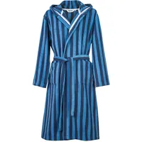 Tom Tailor Bademantel für Damen und Herren, Gr. L, 100% Baumwolle/Frottier, mit Kapuze, CLASSIC BATHROBE MEDIUM STRIPES Blau (Dark Navy & Cool Blue)