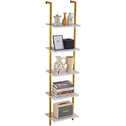 VEVOR Schweberegal Leiterregal mit Metallrahmen Bücherregal 5 Ebenen 40x30cm