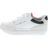 Tommy Hilfiger Herren Cupsole Sneaker Basket Core Leather Mix Schuhe, Weiß (White), 46 EU
