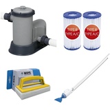 Bestway - Poolsauger AquaCrawl & Filterpumpe 5678 L/u & 2 Filter Typ III & WAYS Scheuerbürste