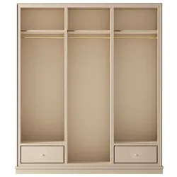 Casa Padrino Luxus Kleiderschrank Beige 200 x 60 x H. 200 cm - Offener Schlafzimmer Schrank - Schlafzimmer Möbel - Hotel Möbel - Schlafzimmer Einrichtung - Luxus Möbel - Luxus Einrichtung