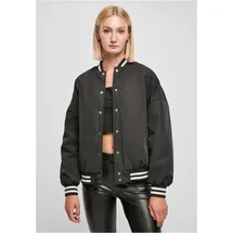 URBAN CLASSICS Ladies Oversized Recycled College Jacket - Schwarz
