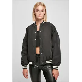URBAN CLASSICS Ladies Oversized Recycled College Jacket - Schwarz