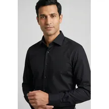 Olymp Businesshemd OLYMP Luxor modern fit, Herren, Gr. 43, Normaler Arm, schwarz, 64% Baumwolle, 27% Polyester, 9% Elasthan, Hemden,