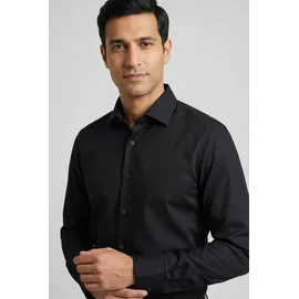 Olymp Businesshemd OLYMP Luxor modern fit, Herren, Gr. 43, Normaler Arm, schwarz, 64% Baumwolle, 27% Polyester, 9% Elasthan, Hemden,