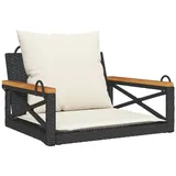 vidaXL Hängesessel mit Kissen Schwarz 63x62x40 cm Poly Rattan