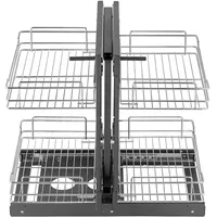 Vevor Küchenschrank-Organizer mit 2 Ebenen & 4 Ablagen Aufbewahrungskorb aus verchromtem Karbonstahl 38 x 0 x 0 cm schwarz