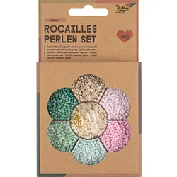 folia Perlen-Set Rocailles pastell mehrfarbig