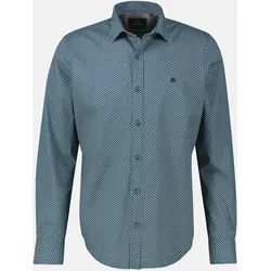 Langarmhemd in Übergrössen, dezent gemustert - Fjord Blue - 6XL