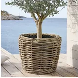Van der Leeden Blumentopf 68x52cm Rattan Sylter Korb Drypot 74L (Stück, 1 St., Packung), In- & Outdoor, Rattan, Handmade, Naturprodukt, Kunststoffeimer braun