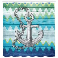 ABAKUHAUS Duschvorhang Anker 175 x 180 cm blau-grün