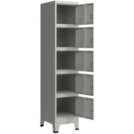 [en.casa] Schließfachschrank Stahl 180x38x45 cm Grau 5 Türen abschließbar