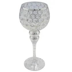NEU Glaskelch, silber, handgefertigt, mundgeblasen, ∅ 13 cm / Höhe: 30 cm, "Germany", handgefertigt